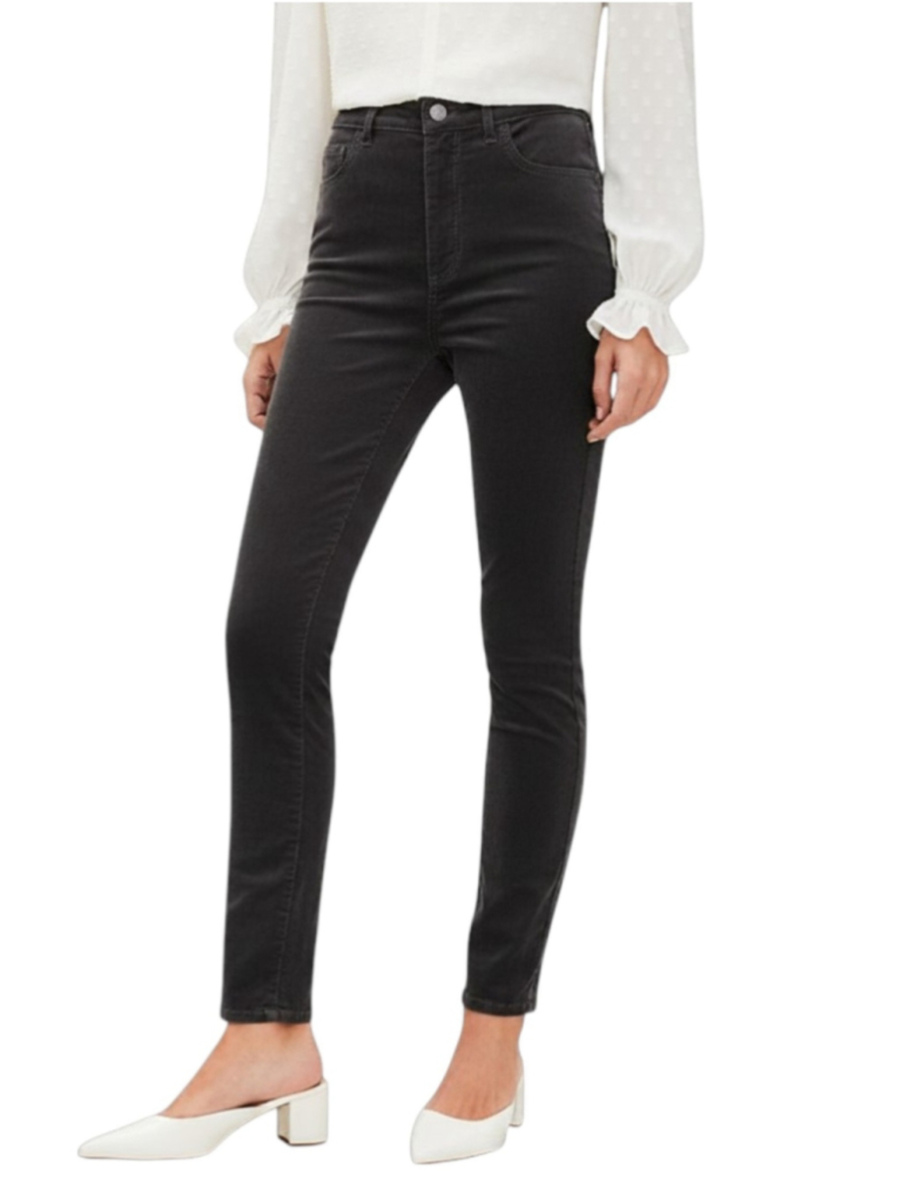 LOFT NWT High Waist Skinny Corduroy Pants Size 4P 27 Charcoal Gray